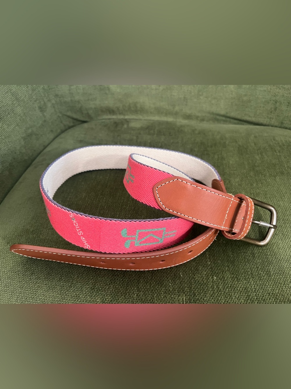 Doc Murphy Golf Belt Brown tangerine Red Ship Sticks Sz 36
